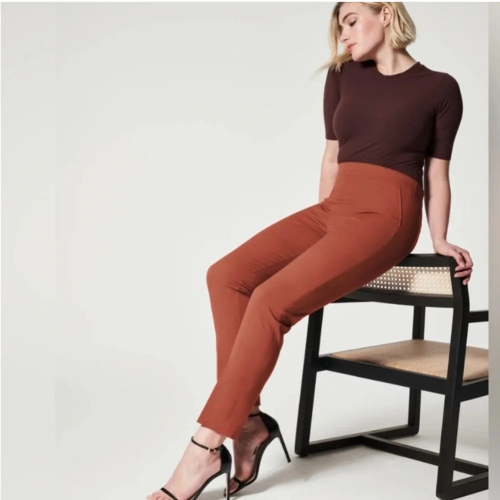 Spanx On The Go Women’s Ankle Slim Straight Stretch Bronze Glow Pant Size XLT